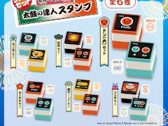 「太鼓の達人スタンプ」がガストの「ラッキーセット」のおもちゃに登場。たくさん集めて並べると譜面のようになる