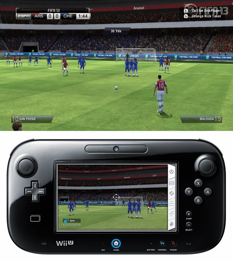 Wii U版「FIFA 13 ワールドクラス サッカー」Wii U  GamePadを使用した，ほかのコンシューマ機版とは異なる特徴的なゲームシステムを紹介