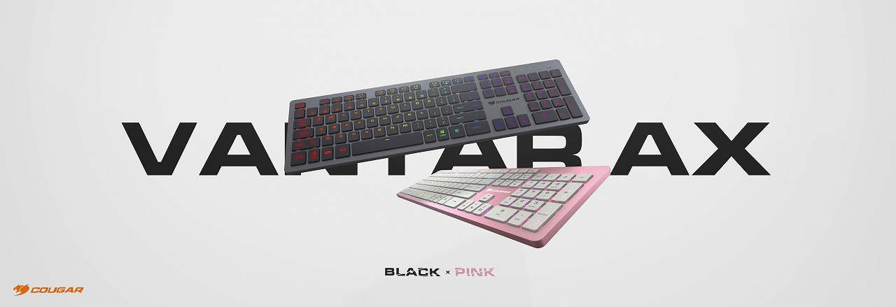 COUGAR製の低背型ゲーマー向けキーボードが発売。黒とピンクの2色