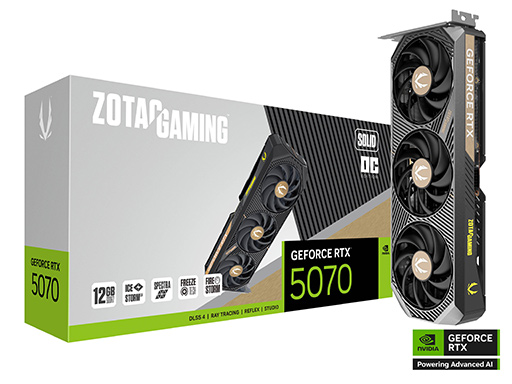 画像ギャラリー No.002のサムネイル画像 / ZOTACからGeForce RTX 5070搭載カード2製品が発売。約305mmの大型クーラー搭載モデル