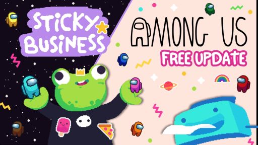 画像ギャラリー No.001のサムネイル画像 / 「Sticky Business」,無料アップデートで「Among Us」のステッカー60種類を追加。クルーメイトや帽子,緊急ボタンなどのデザインが登場