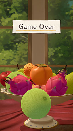 画像ギャラリー No.001のサムネイル画像 / スマホアプリ版「フルーツマウンテン」,本日配信開始。お皿の上にフルーツを積み上げてスイカの完成を目指す3Dパズルゲーム