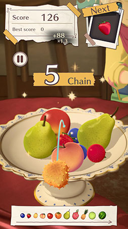 画像ギャラリー No.004のサムネイル画像 / スマホアプリ版「フルーツマウンテン」,本日配信開始。お皿の上にフルーツを積み上げてスイカの完成を目指す3Dパズルゲーム