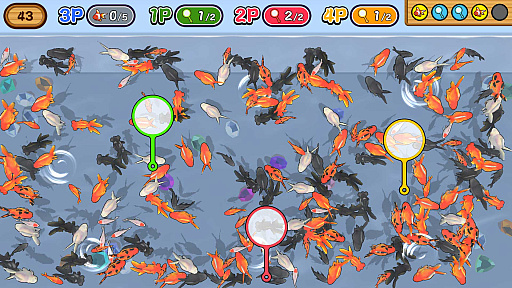 画像ギャラリー No.005のサムネイル画像 / 隠れて泳ぐ金魚と,金魚をすくうポイに分かれて挑む「人狼金魚」本日配信。最大4人でオンラインプレイも楽しめる