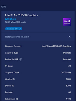 画像ギャラリー No.018のサムネイル画像 / Intelの新型デスクトップPC向けGPU「Intel Arc B580」レビュー。GeForce RTX 4060を上回る性能を発揮できたのか?