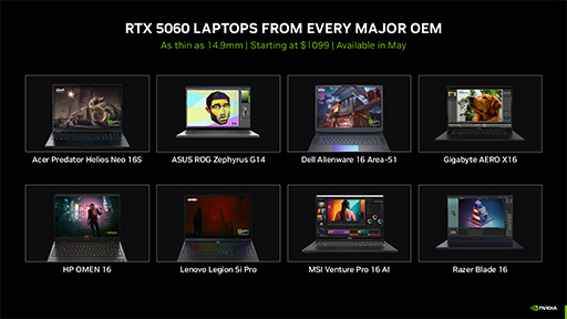 画像ギャラリー No.009のサムネイル画像 / Blackwell世代のミドルクラスGPU「GeForce RTX 5060 Ti」「GeForce RTX 5060」が発表に。ノートPC向けも5月中に登場