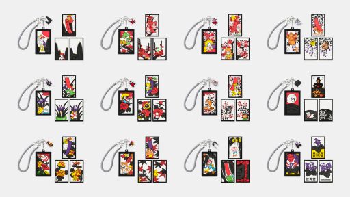 画像ギャラリー No.003のサムネイル画像 / 「マリオ花札」の新たなグッズ「キーホルダーコレクション マリオ花札・黒」,本日発売。パーツを取り外して花札を入れ替えられる