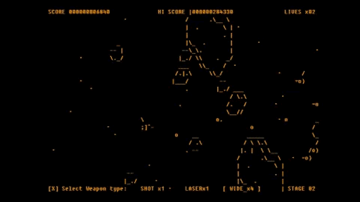 画像ギャラリー No.001のサムネイル画像 / 画面の光はすべて文字。画像データを一切使わず作られた“文字オンリーSTG”「バトル・フォー・アスキオン」が2月5日発売へ