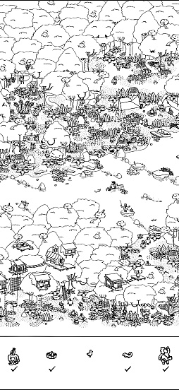 画像ギャラリー No.004のサムネイル画像 / モノクロの世界のなかにある,静かな驚き。「Hidden Folks+」の素朴で温かな風景に癒されよう(今日から始めろApple Arcade #64)