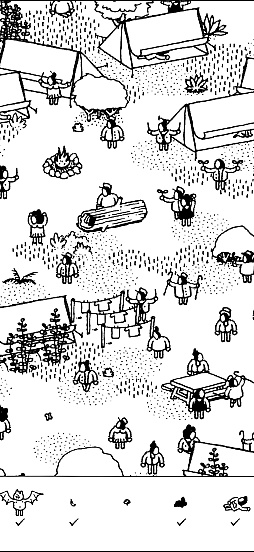 画像ギャラリー No.005のサムネイル画像 / モノクロの世界のなかにある,静かな驚き。「Hidden Folks+」の素朴で温かな風景に癒されよう(今日から始めろApple Arcade #64)