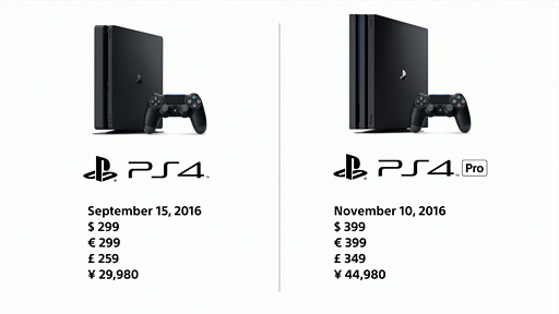 ソニー，「PlayStation 4 Pro」を発表。噂の4K対応ハイエンドPS4は4万4980円（税別）で2016年11月10日発売