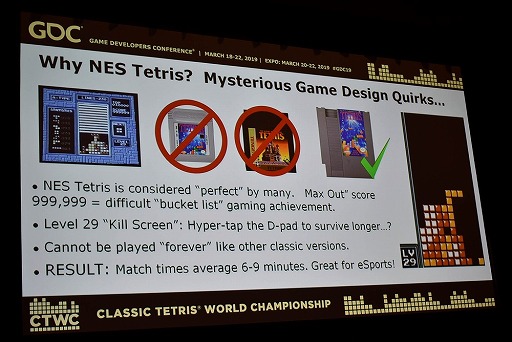 GDC 2019ϤNESǥƥȥꥹǮΤClassic Tetris World Championshipפߤ򿶤֤륻åݡ
