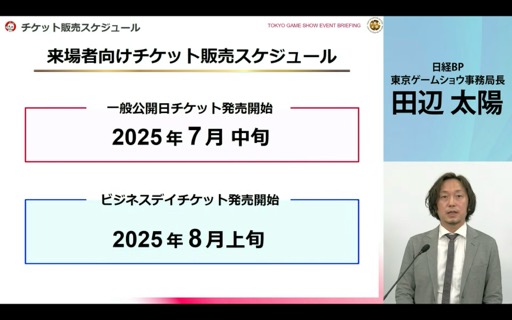 画像ギャラリー No.004のサムネイル画像 / 「東京ゲームショウ2025」開催発表会レポート。会場の配置転換やレギュレーションを変更し,展示スペースの拡充と想定来場者数25万人を安全に受け入れる体制を目指す